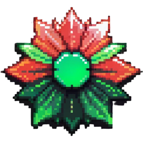 Star-shaped members badge with green to red gradient rays emanating from center emoji