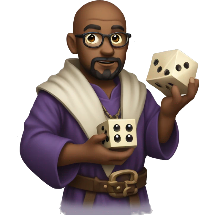 Dungeon master with dice emoji