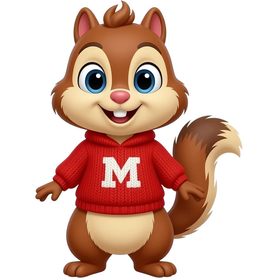 Draw Alvin the chipmunk as a female with M written on a red sweater emoji