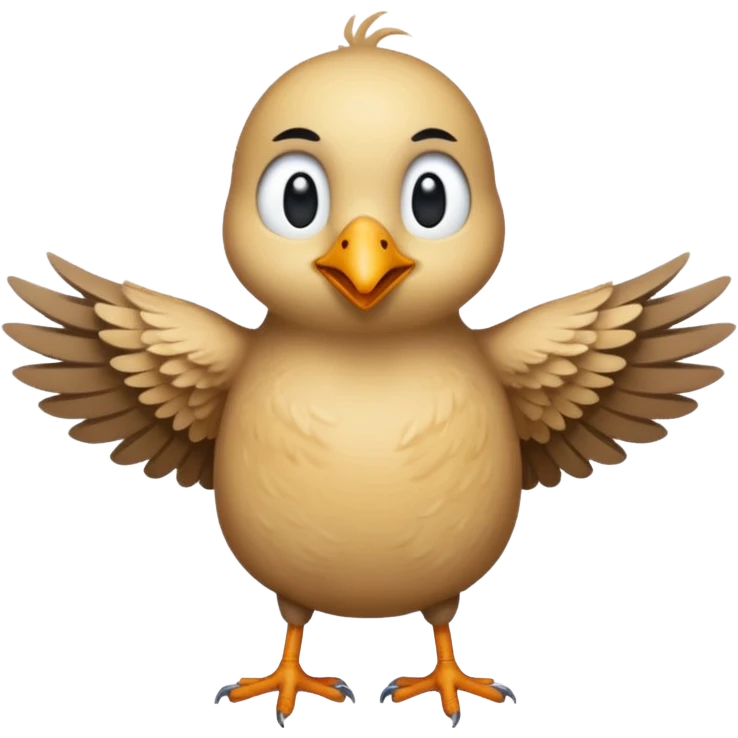 make an emoji of a bird wanting a hug, make the art colors human like and imperfect and the layout also imperfect a little human like emoji