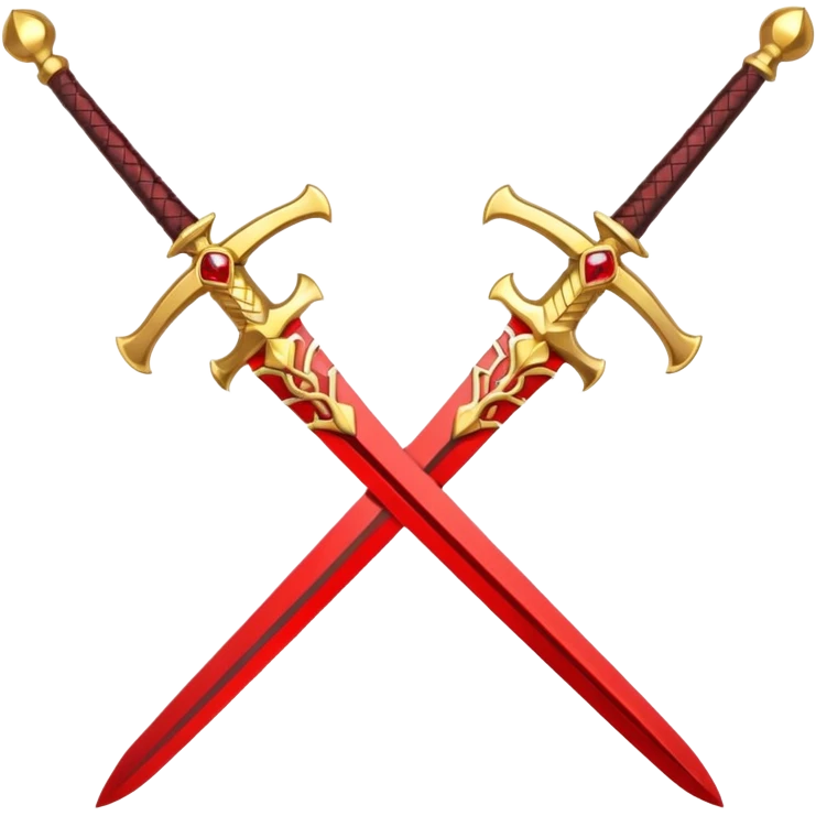 Golden fiery royal two crossed swrods with red gem and golden blade emoji