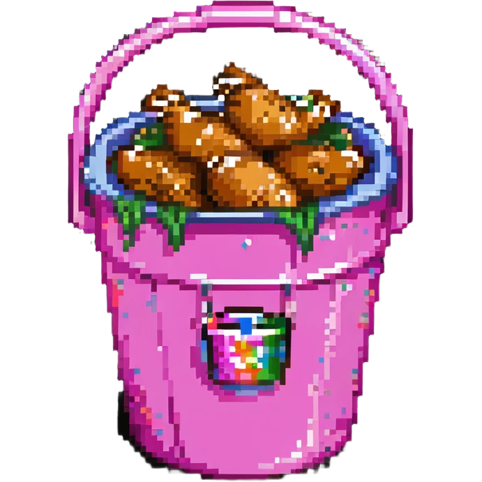 fried chicken in a hot pink glittery bucket emoji