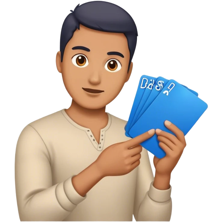  Man holding a blue card, playing ddakji emoji