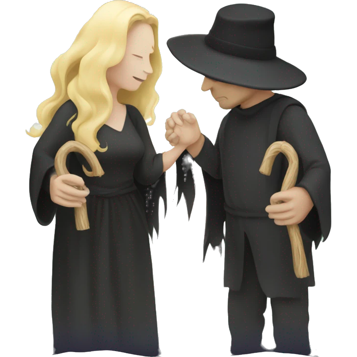 Witchy man and woman hand fasting  emoji