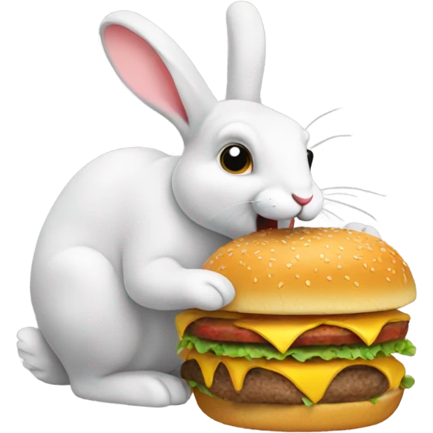 A rabbit eating a burger emoji