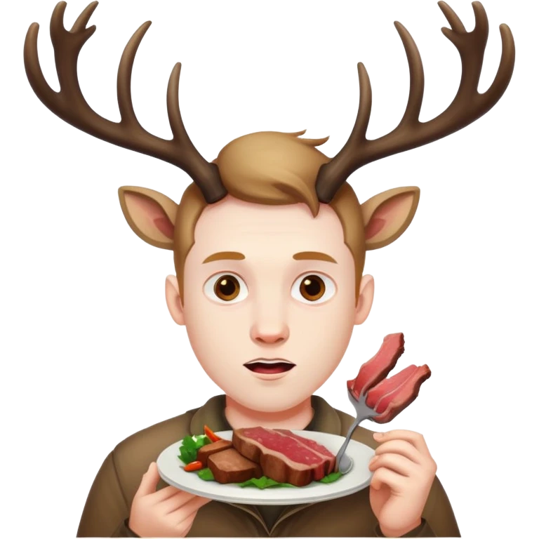 Guy with deer antlers eats meat  emoji