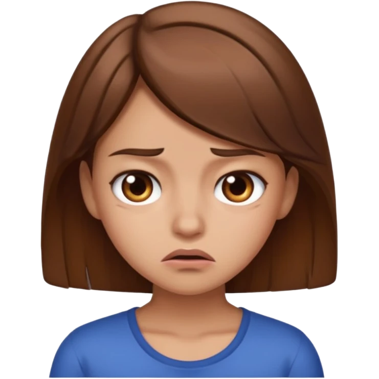 Disgusted emoji girl with brown hair emoji