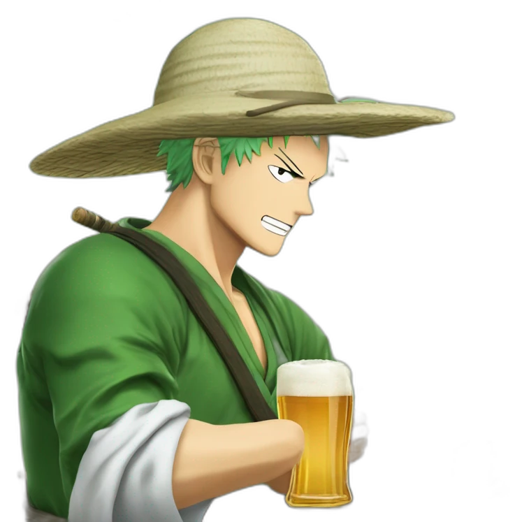 Roronoa zoro qui bois une bière ￼ emoji