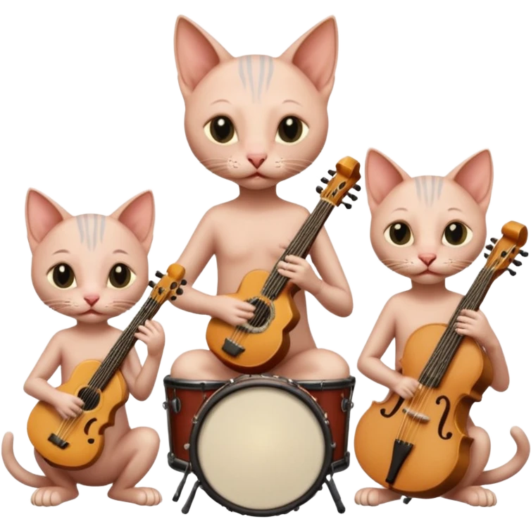 Hairless cat trio music band emoji
