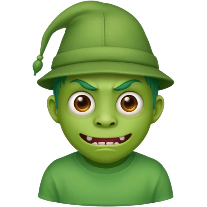 monster with green hat and t shirt emoji