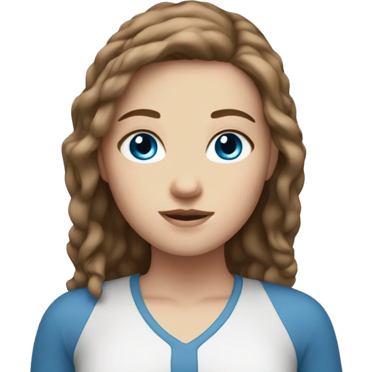 white girl with brown hair and blue eyes  emoji