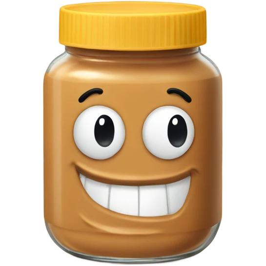 Jar of peanut butter with a happy face emoji