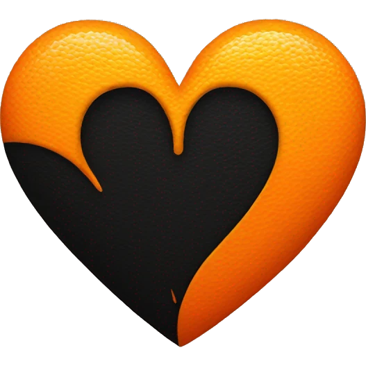 Half black and half orange heart emoji