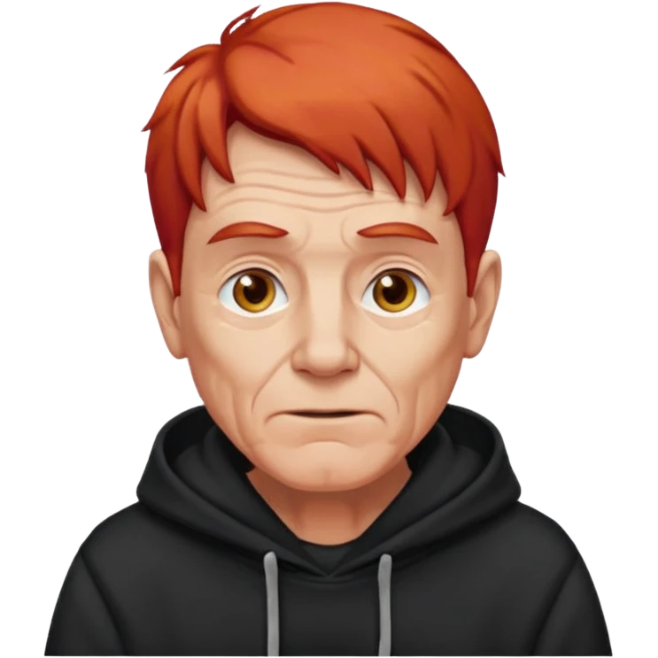 old manwith red hair and black hoodie emoji