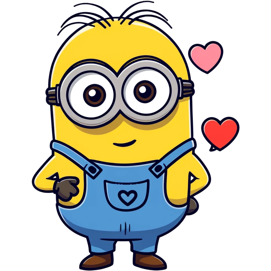 Minion blowing a kiss with heart emoji