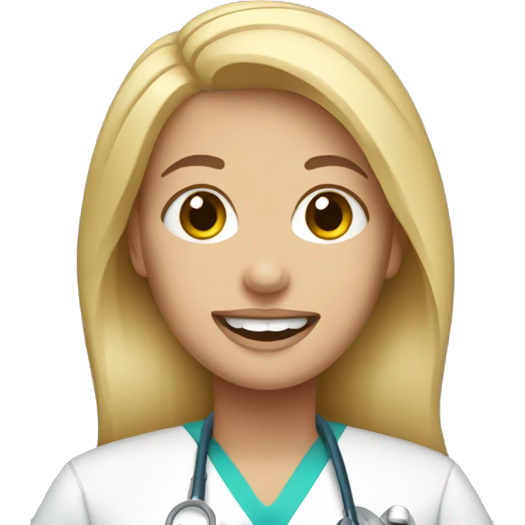 Blonde haired woman wearing dentist scrubs  emoji