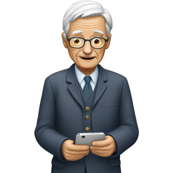 elder person texting on phone emoji