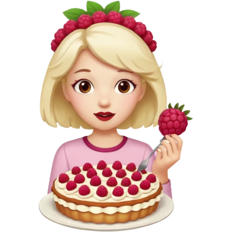 Raspberry torte human full body and legs girl with a raspberry barrette on her head emoji