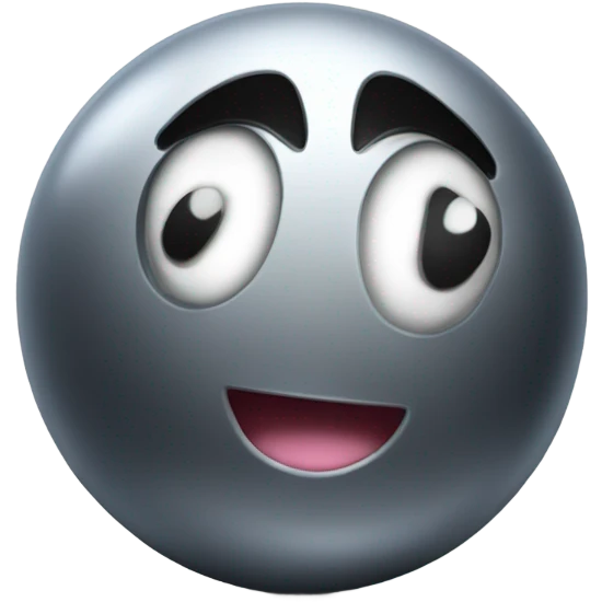 Metal cute black eyes Kirby ball driving on 4 car wheels emoji