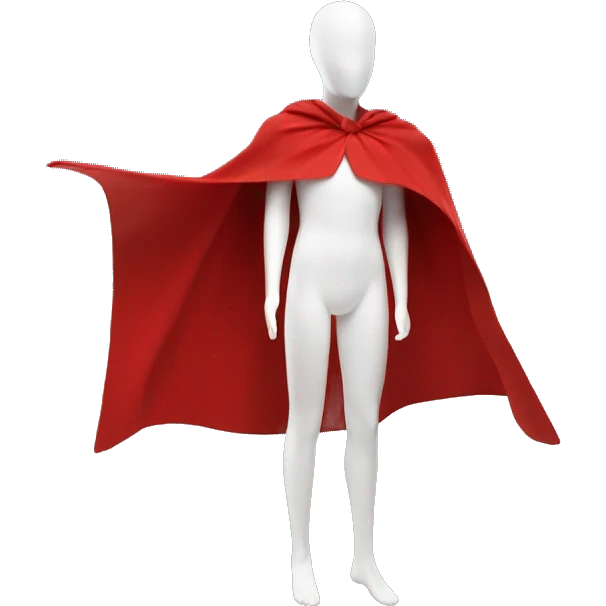 faceless white mannequin flying red cape without hood emoji