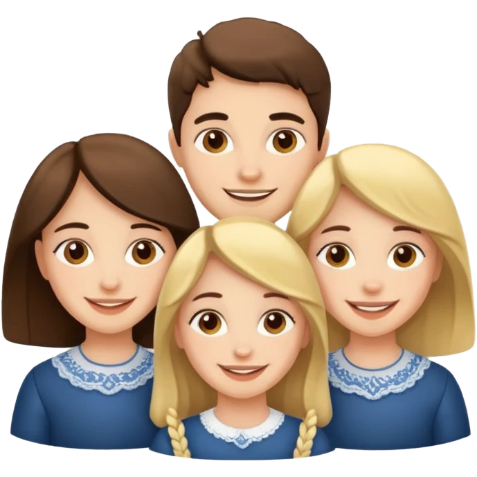 3 sister and a brother Spanish  emoji