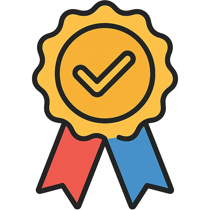 vector icon of a gold seal of trust badge with colorful elements, elegant and minimalist flat design, isolated on white background, award badge style, 2D flat vector, trending icon look, soft shadows, no text, perfect for commercial use emoji