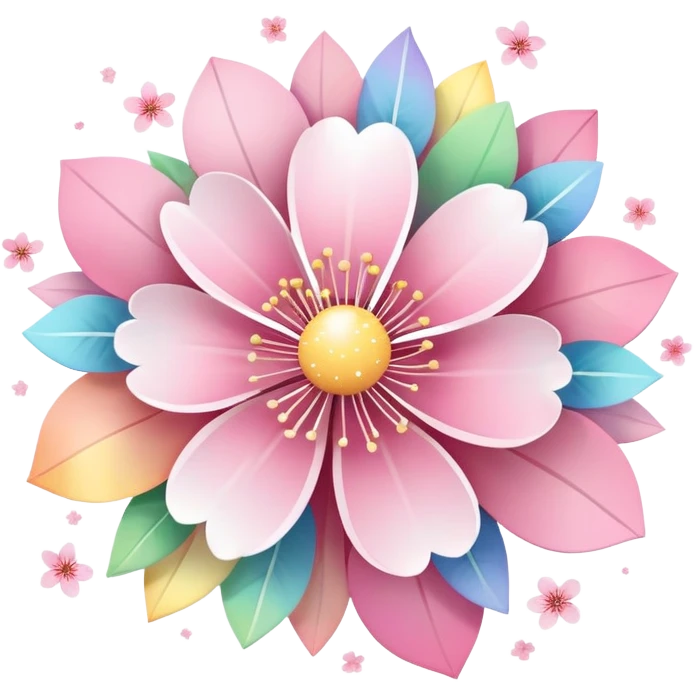 Cute Pastel pink and white Cherry Blossom Sakura Starburst Rainbow Planet emoji
