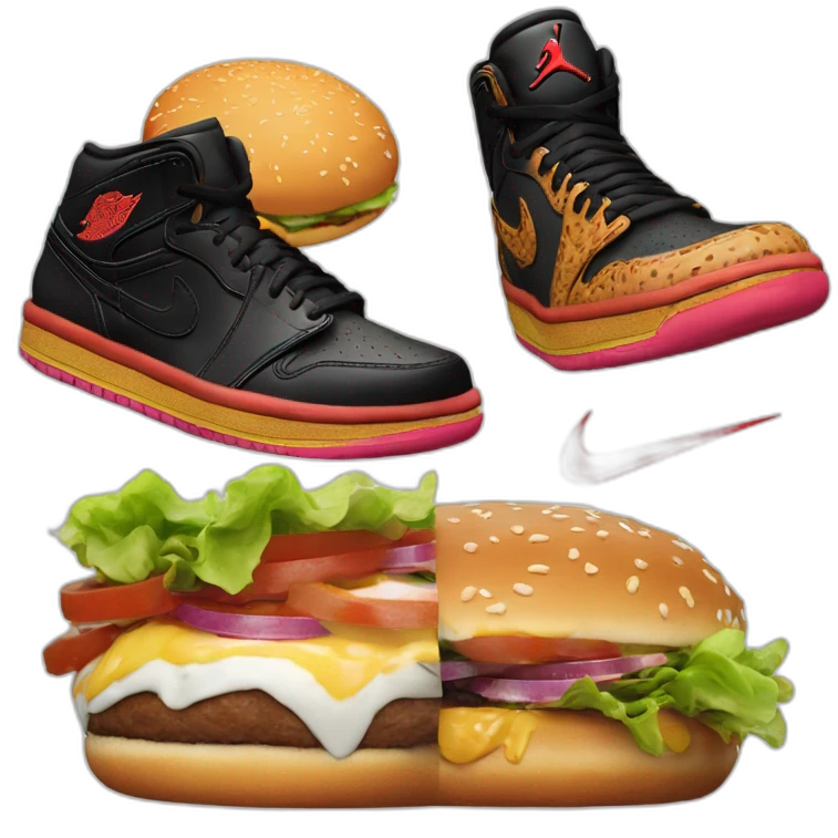 Une nike air jordan next chapter qui mange un burger emoji