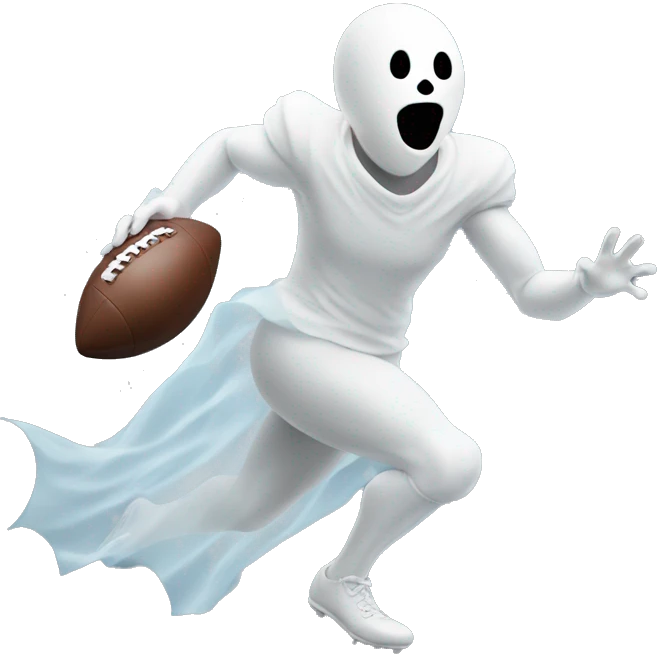 Ghost emoji catching a football emoji