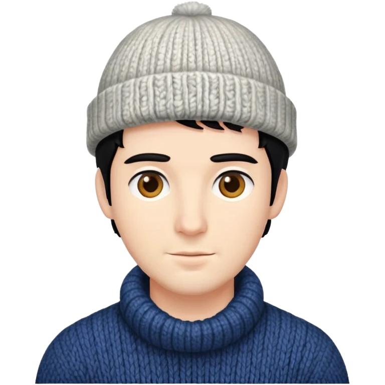 A man with the black hair and A woolen hat emoji