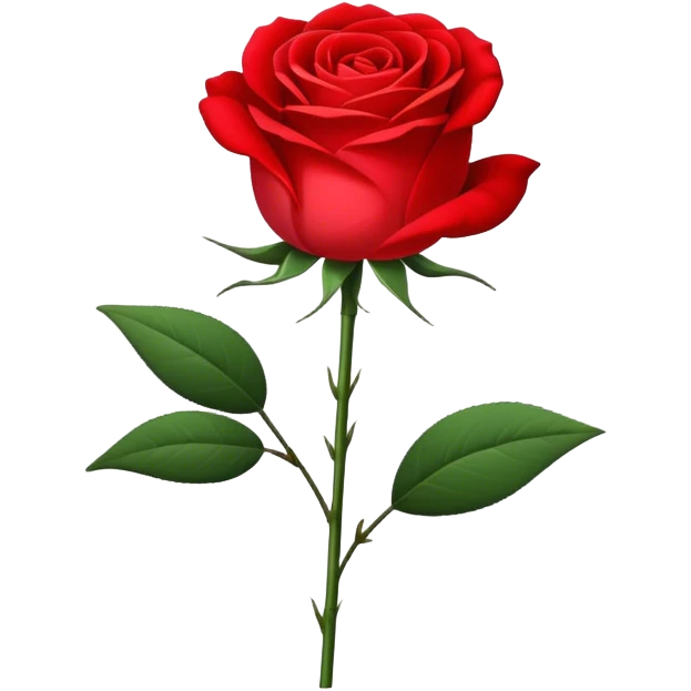 single Bright Red Tea Rose, straight stem emoji