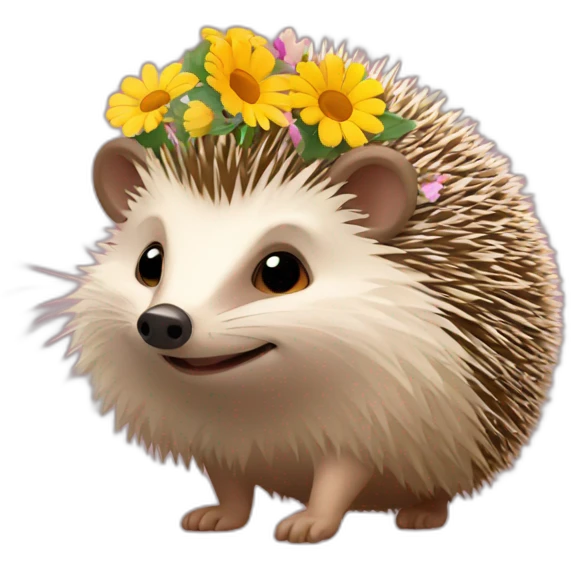 hedgehog with flowers emoji