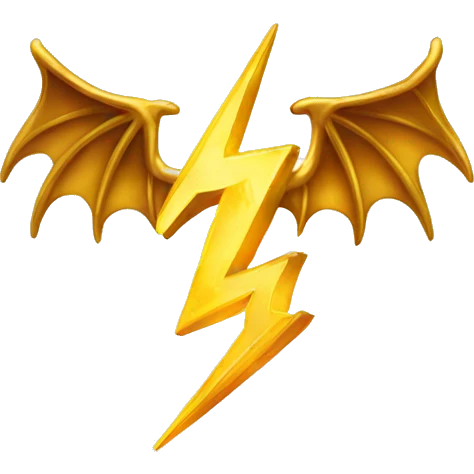 golden lightning bolt with dragon wings emoji