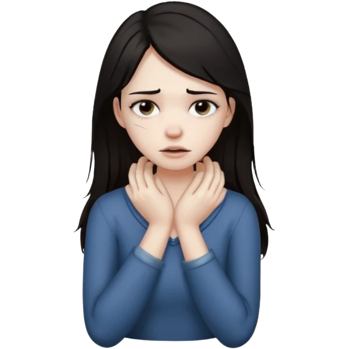A girl choking herself  emoji