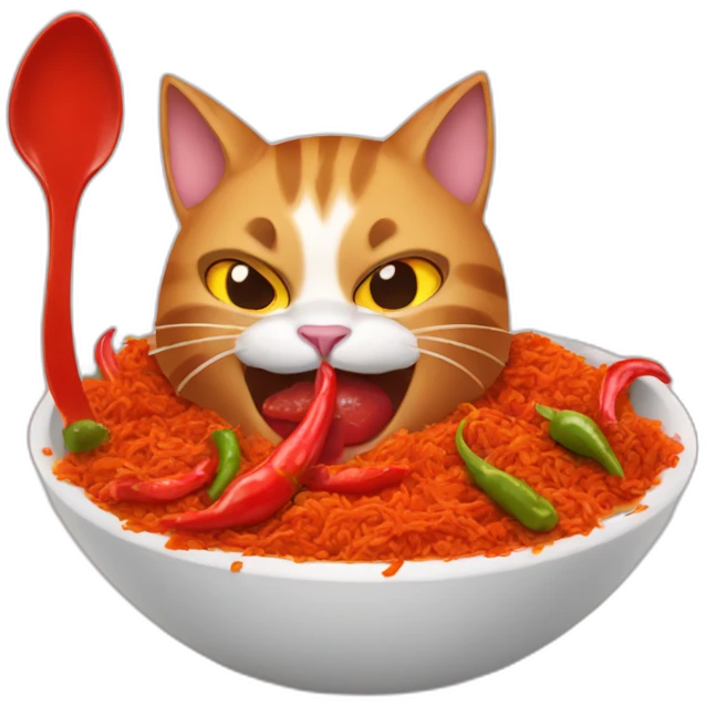 Cat eat spicy food emoji