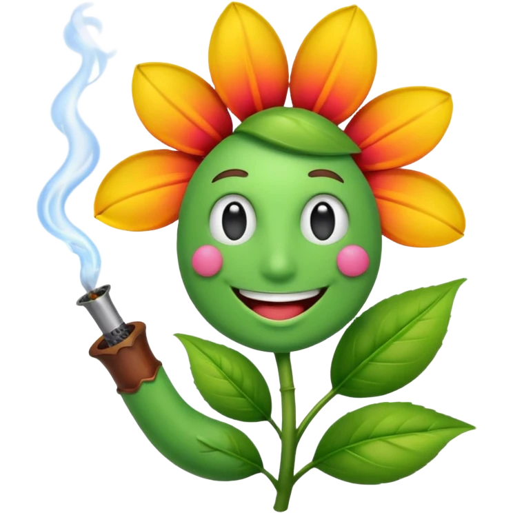 smiling flower smoking a pipe emoji