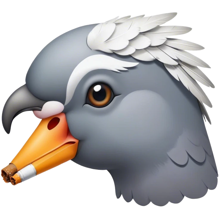 a pigeon with a cigarette in its beak emoji