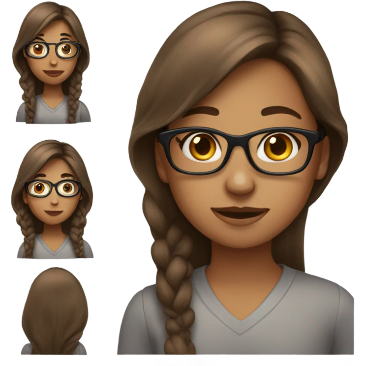 girl with brown long hair, with classes and with hoop earing emoji