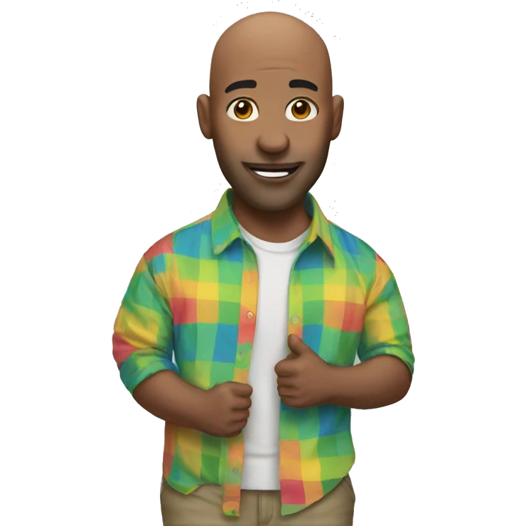 bald meme with colorful shirt emoji