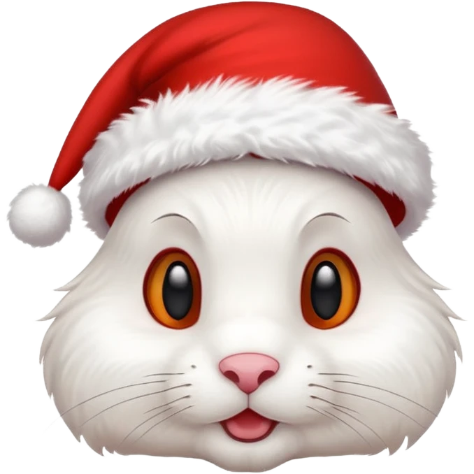 white rabbit with ears in a christmas hat emoji