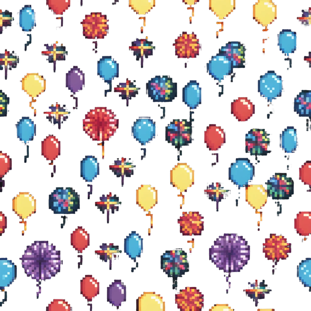 Celebration with fireworks and balloons emoji