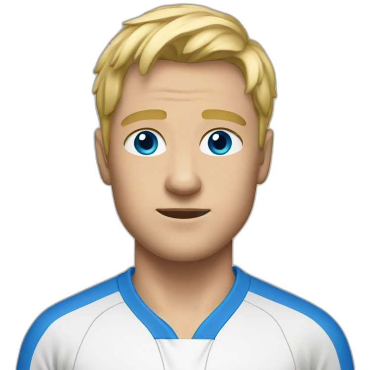 Men, blond hair, blue eyes, with a tracksuit emoji