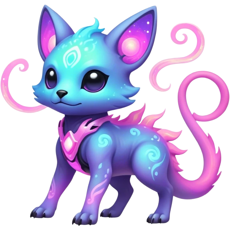 Epic Edgy Cute Colorful Vibrant Pastel Nebula Modern Vernid-Protogen-creature-animal, full body emoji