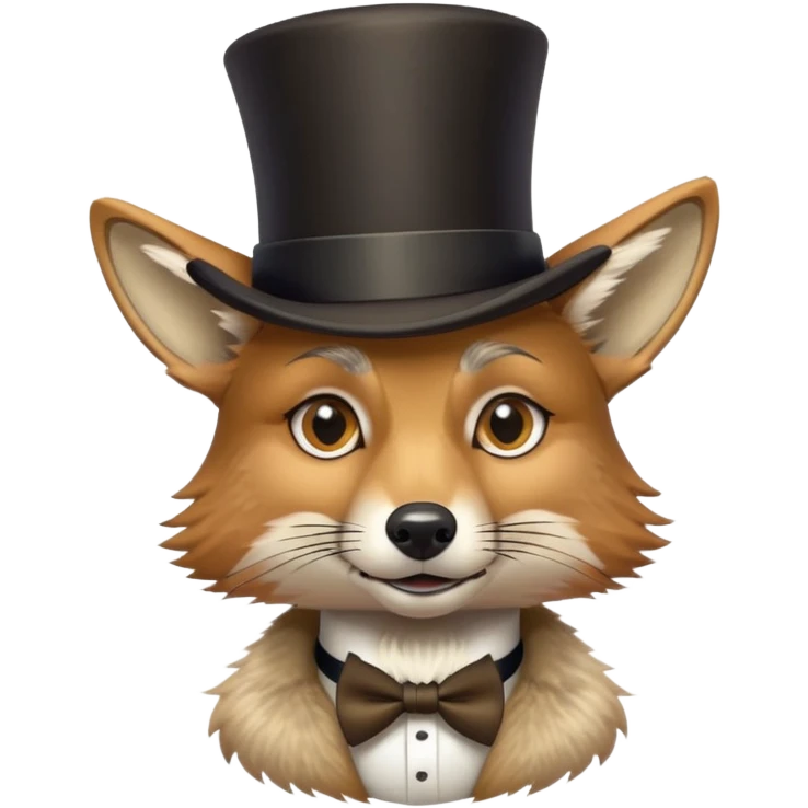Fancy Coyote wearing a top hat and a monocle emoji