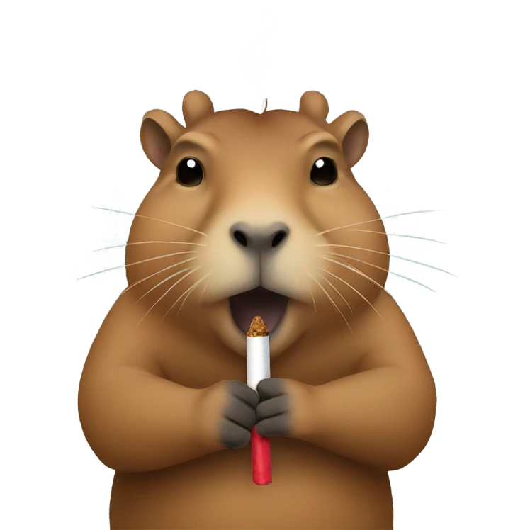 Capybara holding a smoking blunt between two fingers not NSFW emoji