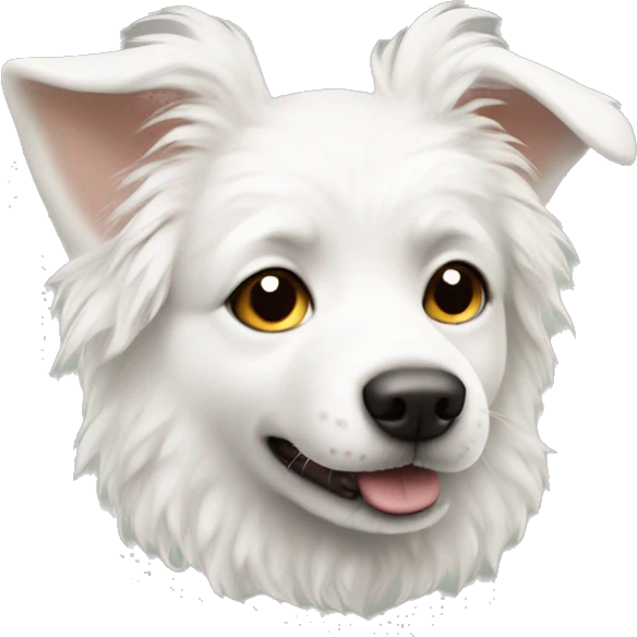 Realistic white dog with log fluffy ears and curly tail emoji