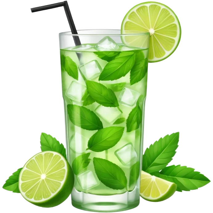 Mojito – tall glass with lime, mint leaves, and ice emoji