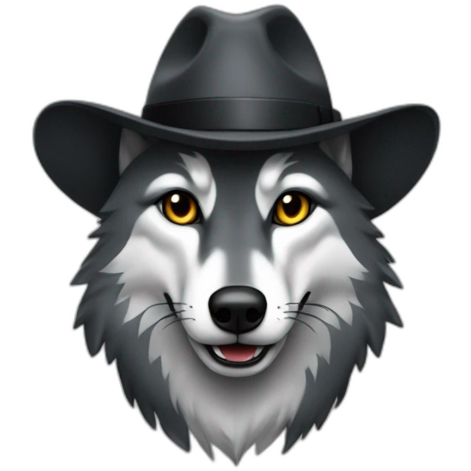 Grey wolf with a black fedora emoji