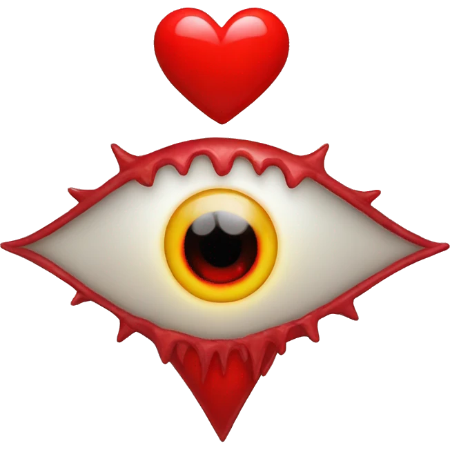 Evil eye with red heart and sun emoji