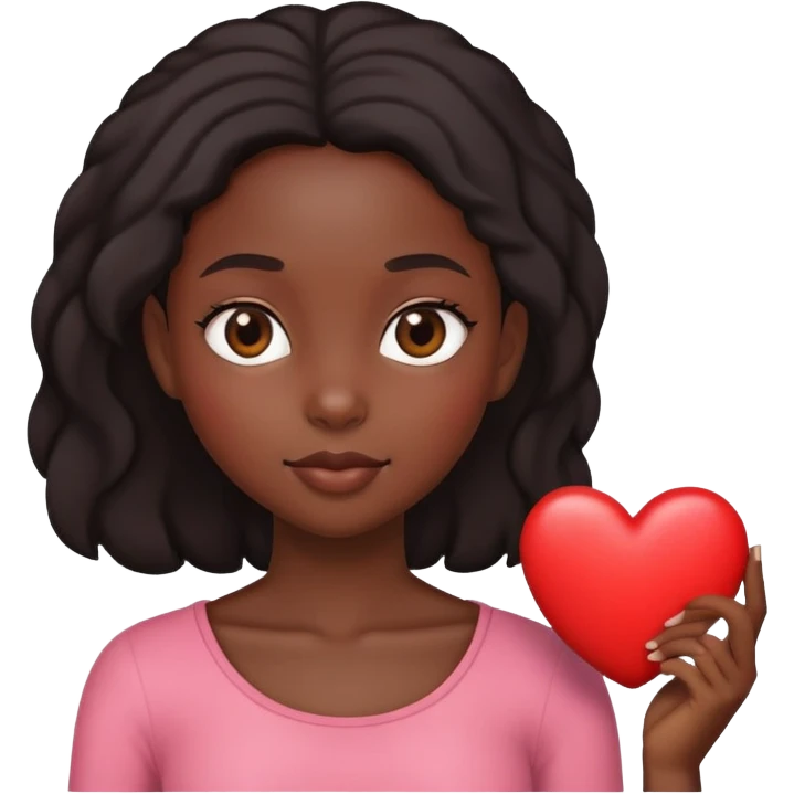 Black girl with a cute heart emoji